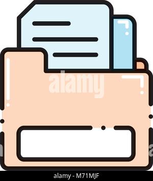 dashed line file folder with document information paper vector illusttration Stock Vector