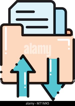dashed line file folder with loading documents information vector illustration Stock Vector