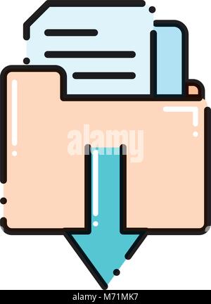 dashed line file folder downloading documents information vector illustration Stock Vector