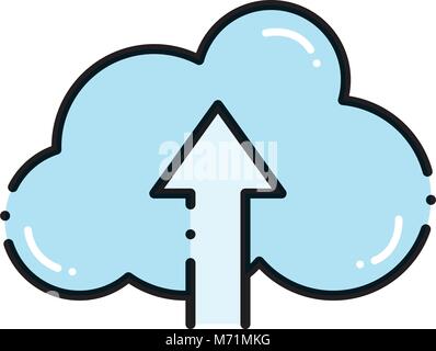 dashed line cloud data connection downloading server vector ...