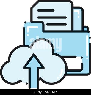 dashed line cloud data loading and downloading server vector ...