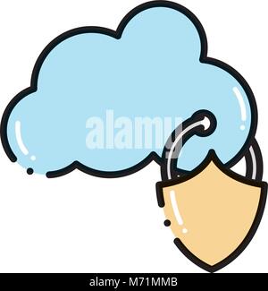 dashed line cloud data connection downloading server vector ...