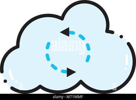 dashed line cloud data connection downloading server vector ...