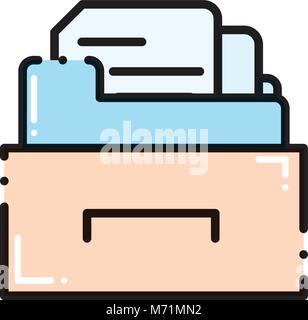 dashed line cabinet file folder with document archive vector illustration Stock Vector