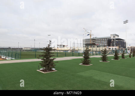 Evpatoria, Crimea, Russia - February 28, 2018: View of the Arena-Crimea sports complex in Evpatoria, Crimea Stock Photo