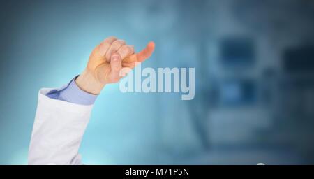 Doctor hand interacting with air touch Stock Photo