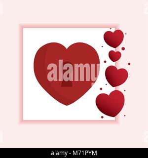 saint valentines day design with decorative frame and heart padlock icon over white background, colorful design vector illustration Stock Vector