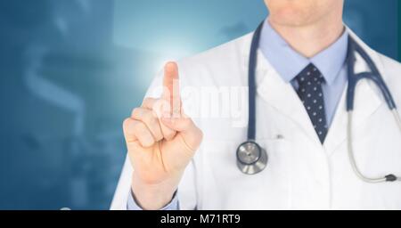 Male doctor interacting with air touch Stock Photo