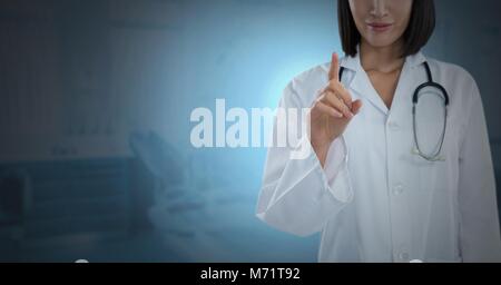 Female doctor interacting with air touch Stock Photo