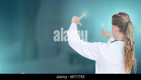 Female doctor interacting with air touch Stock Photo