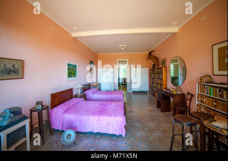 Bedroom at Finca Vigía, Ernest Hemingway's house in Havana, Cuba Stock Photo