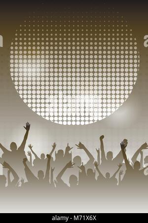 Dance Party Night Poster Monochrome Background Template. Vector Illustration Stock Vector