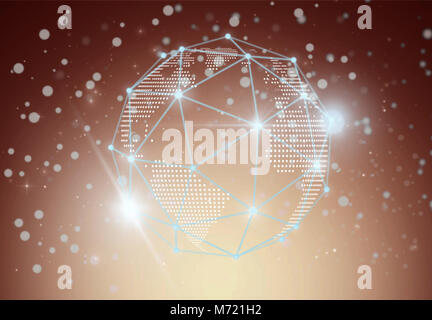 Futuristic technology mesh polygonal shape of circle global business with lines and dots over the Technology connection shape background, business tec Stock Photo