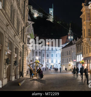 Ljubljana at Night, Slovenia Stock Photo