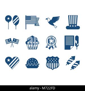 United States of America Independence Day icon set Stock Vector