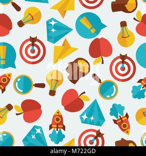 Idea concept seamless pattern in flat design style Stock Vector