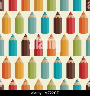 Seamless pattern with colored pencils in retro style Stock Vector