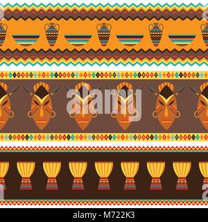 Ethnic african abstract geometric seamless fabric pattern Stock Vector