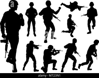 Silhouette Soldiers Stock Vector