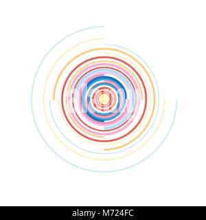 Concentric elements of a circle. Vector illustration for a sound wave. Different color ring. Chain of rotation of the circle. Stock Vector