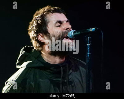 MILAN, ITALY, FEBRUARY 26, 2018 - Liam Gallagher performs in concert at Fabrique in Milan, Italy on February 26, 2018. Stock Photo