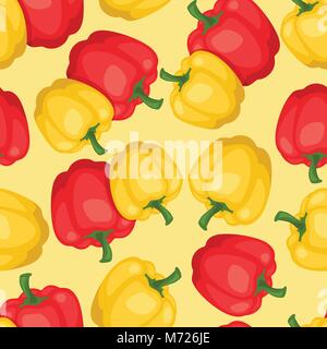 Seamless vector pattern with fresh ripe peppers Stock Vector