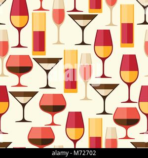 Restaurant or bar seamless pattern with different glasses Stock Vector