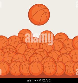 Sports seamless pattern with basketball icons in flat style Stock Vector