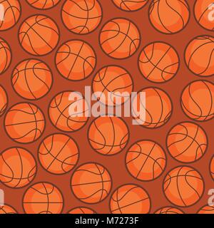 Sports seamless pattern with basketball icons in flat style Stock Vector