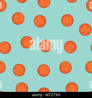 Sports seamless pattern with basketball icons in flat style Stock Vector