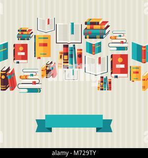 Seamless pattern with books in flat design style Stock Vector