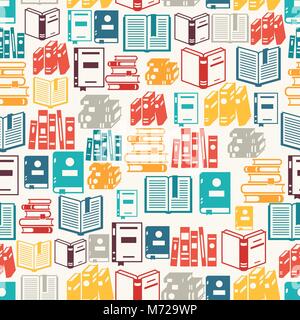 Seamless pattern with books in flat design style Stock Vector