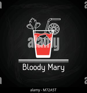 Illustration with glass of bloody mary for menu cover Stock Vector