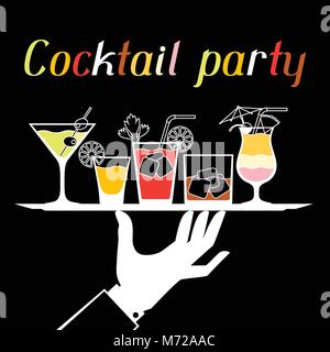 Party invitation with alcohol drinks and cocktails Stock Vector