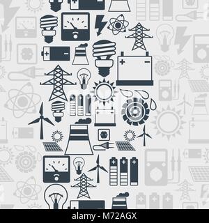 Seamless pattern with power icons in flat design style Stock Vector