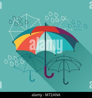Card with umbrellas in flat design style Stock Vector
