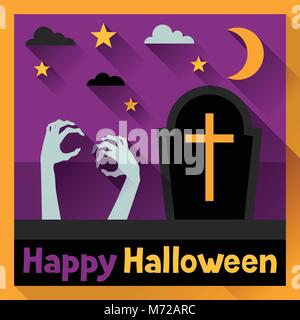 Happy halloween greeting card in flat design style Stock Vector