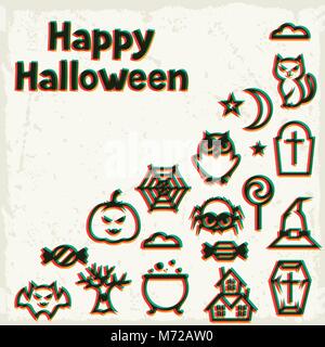Happy halloween greeting card with effect overlay Stock Vector