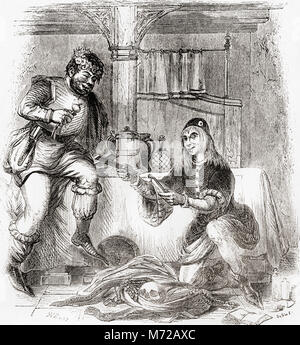 Sumpnour and Pardoner.  From Old England: A Pictorial Museum, published 1847. Stock Photo