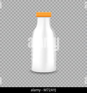 Realistic Transparent Plastic Bottle with a Milk. Vector illustration. Stock Vector