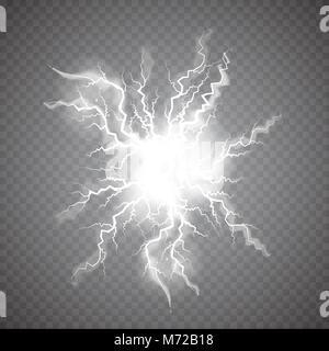 Realistic Ball lightning, plasma sphere, electric discharge set vector abstract illustration Stock Vector