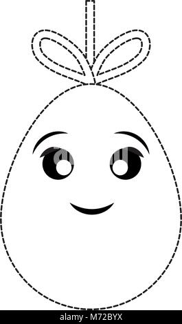 uncolored kawaii easter egg pendant    sticker  over white background  vector illustration Stock Vector