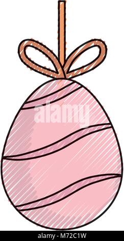 colored easter egg pendant with   curved lines  doodle  over background  vector illustration Stock Vector