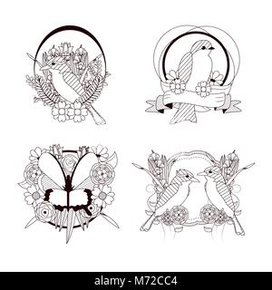 Beautiful labels with birds and butteflies Stock Vector Image & Art - Alamy
