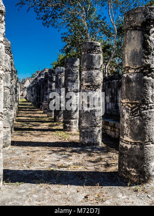 The Hall of the Thousand Columns is Adjacent to the Temple of the Warriors in the Chichen Itza Archaeological Park in Yucatan Mexico Stock Photo