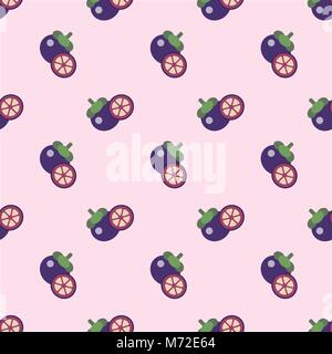 Seamless background image colorful tropical fruit mangosteen Stock Vector