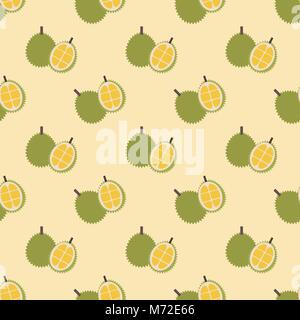 Seamless background image colorful tropical fruit durian Stock Vector