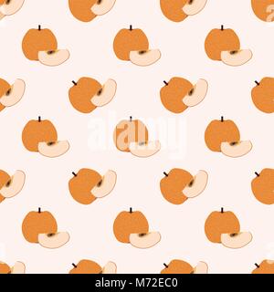 Seamless background image colorful tropical fruit nashi pear Stock Vector