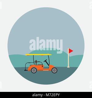 Flat Design Side  View of Golf cart Vector and illustration Stock Vector