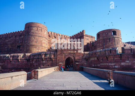 Lahore or Amar Singh Gate of Agra Fort in India Stock Photo